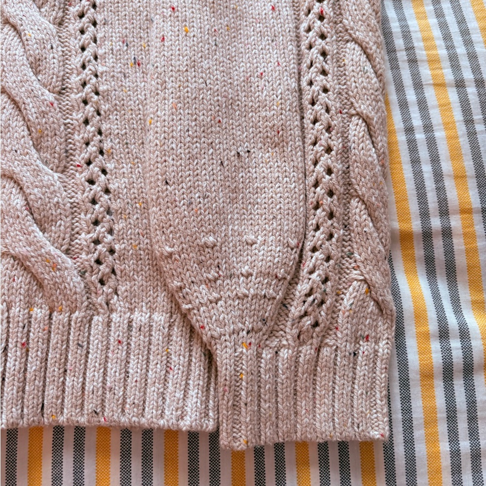 NWOT Old Navy crew neck cable knit cardigan, creamy with colourful threads - Picture 5 of 5